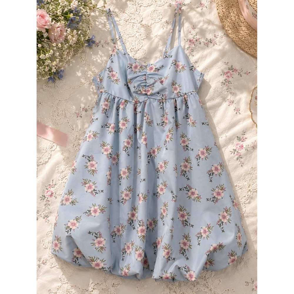 Free People Blue Floral Babydoll Mini Dress Size S Homecoming HOCO